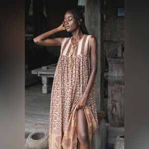 Daughters of India Aahna Bluebell Brown Maxi Dress